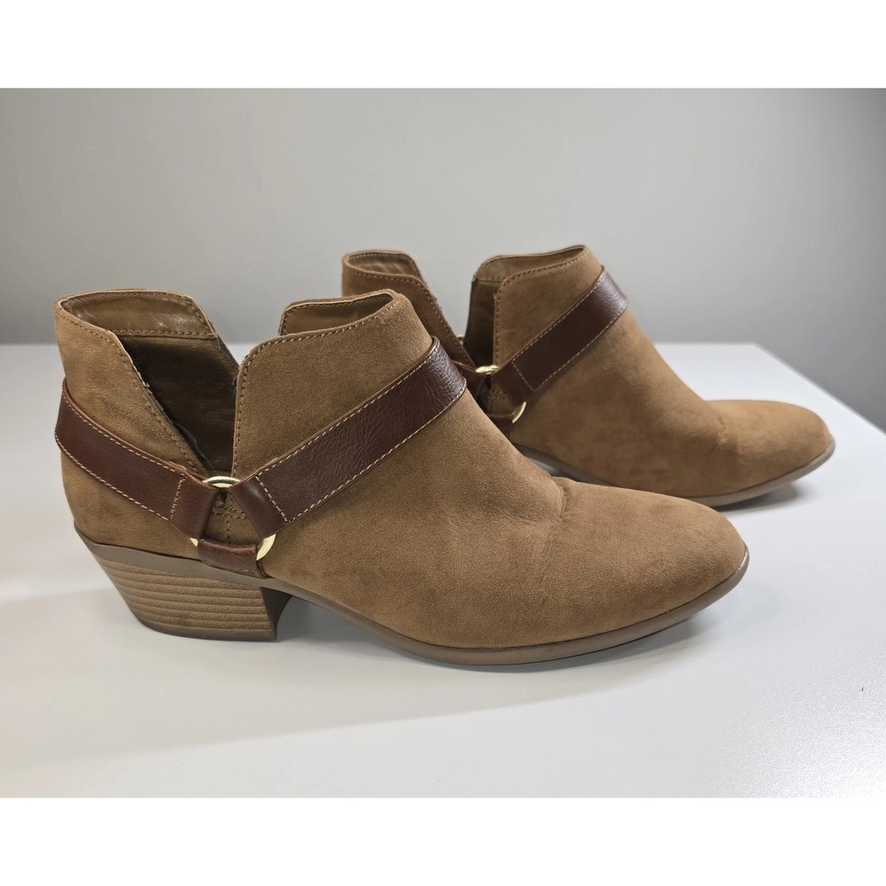 American Eagle Ankle Boots‎ Women's Size 10 Brown Faux Suede Booties Low Heel